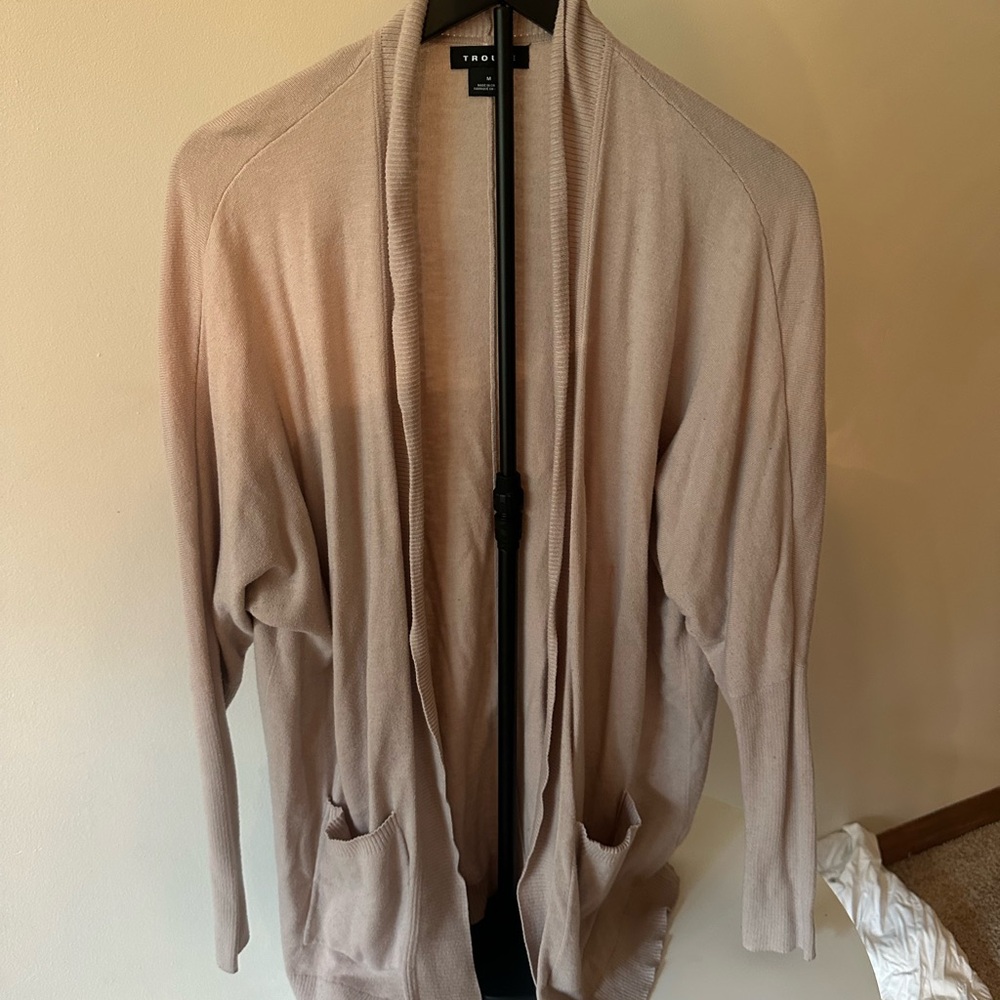 Pink Open Front Cardigan